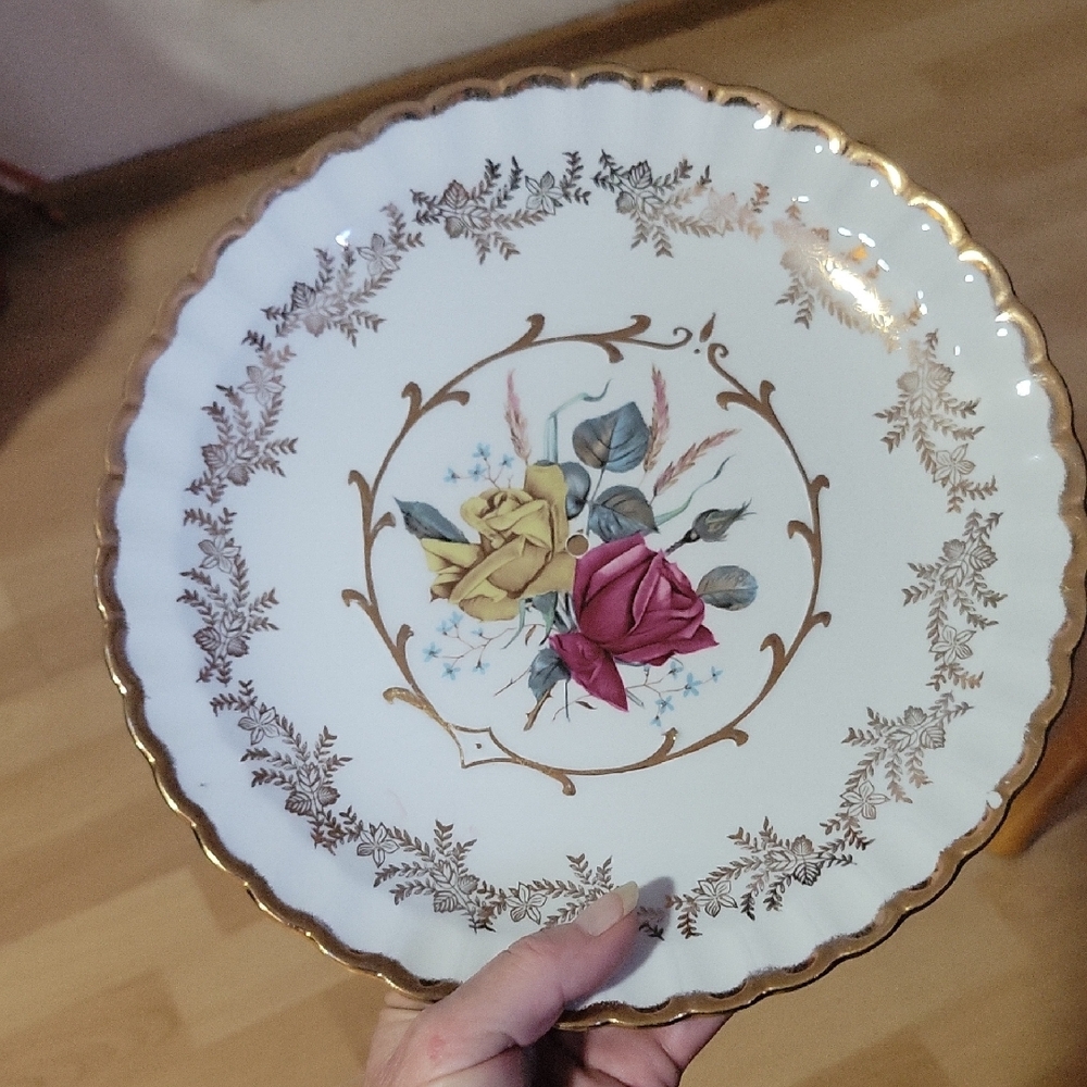 Floral Porcelain Bottom Of a Double Tier Cake Display
